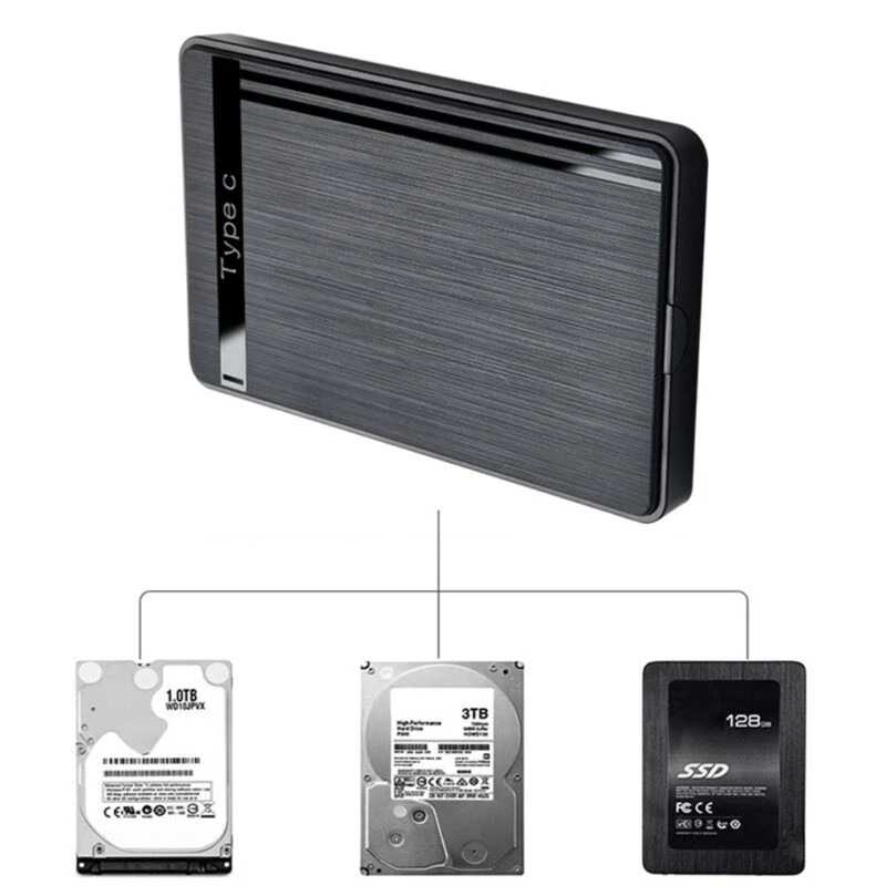 USB C Enclosure 2.5" USB 3.1 Type C SATA SSD External Hard Disk Case 5Gbps