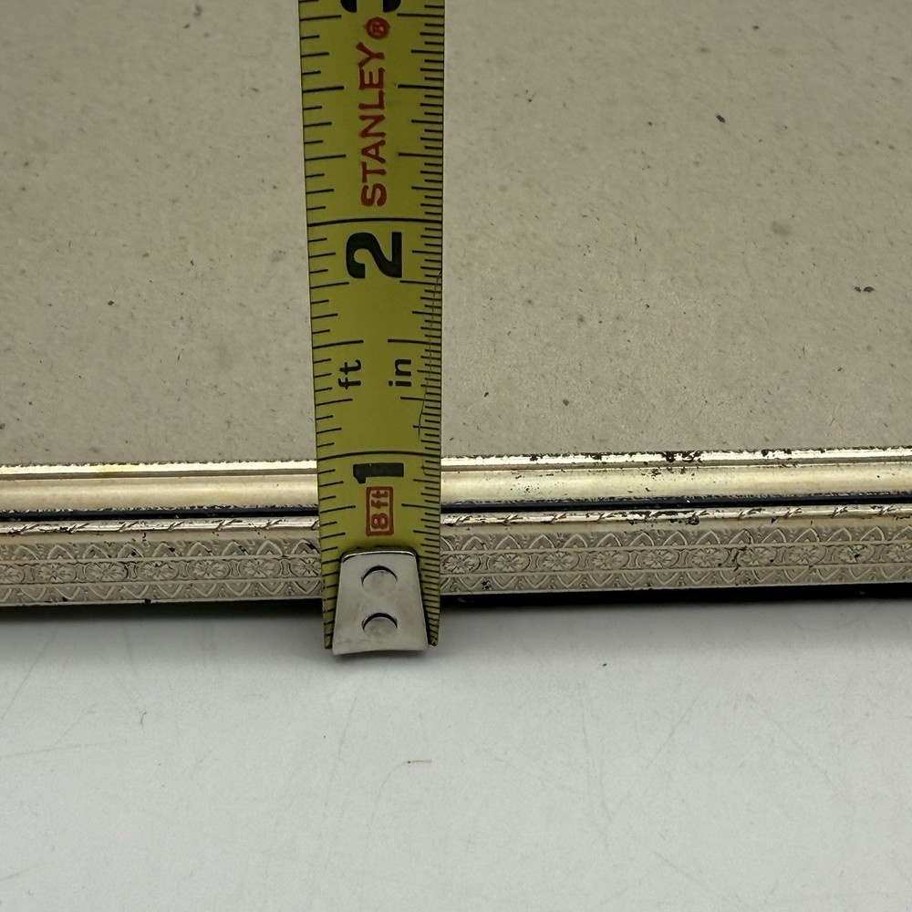 Long Rectangular Picture Frame Metal Flower Etched Sides Free Standing