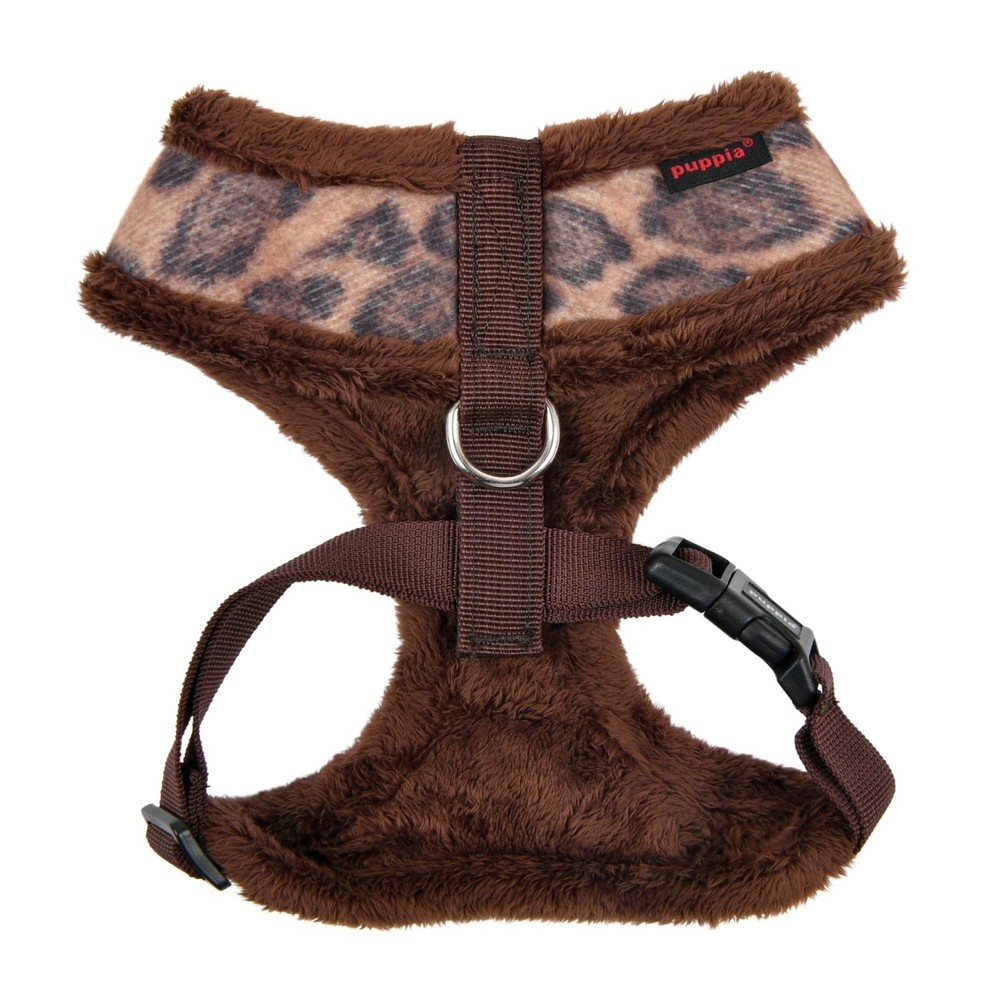 OverTheHead Warm Winter Leopard Pattern Adjustable Dog Harness Brown Medium