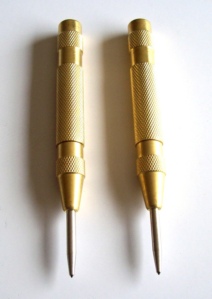 2 BRASS AUTOMATIC SPRING LOADED CENTER PUNCH PUNCHES