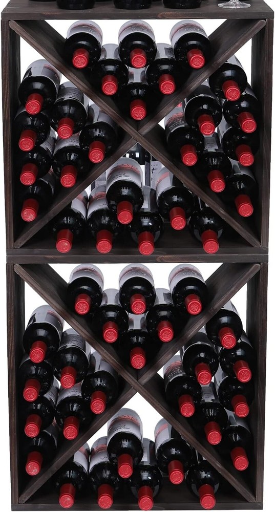 Sturdy & Stylish Stackable Wooden Wine Rack - 48 Bottle Capacity, Modern Look