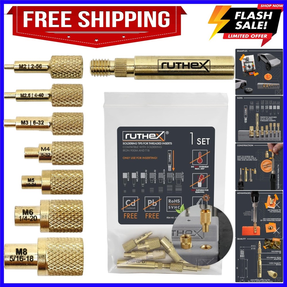 7x Soldering Tips/Heat Set Insert Tips - for Thread Inserts M2 / M2.5 / M3 / ...