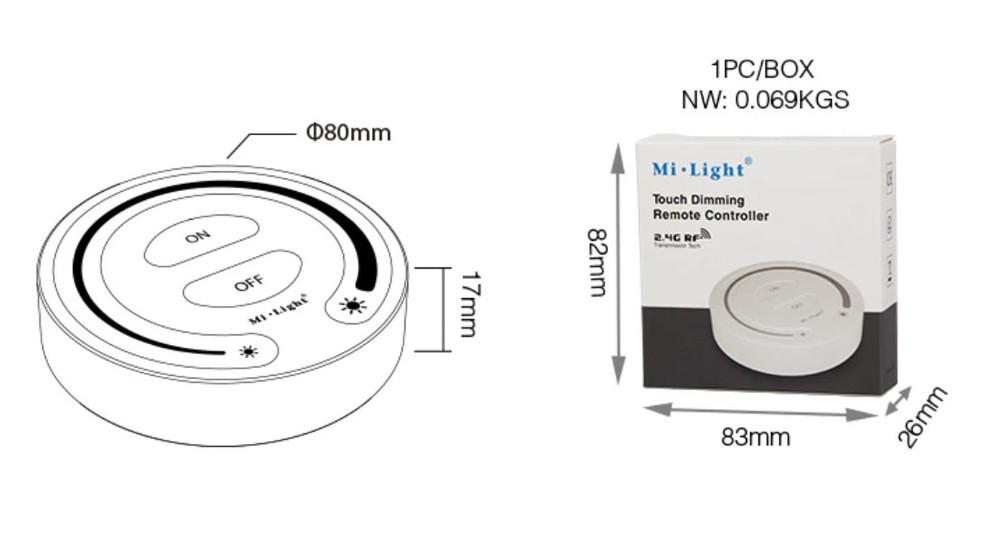 Miboxer 1-Zone Touch Dimming Brightness Remote White