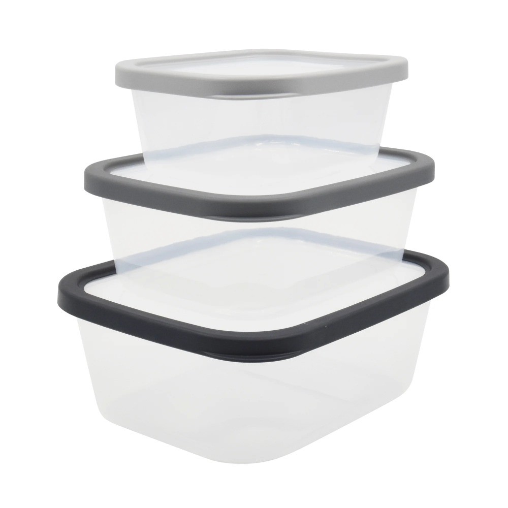 (4 pack)Durable 6 Piece Plastic Food Storage Container Set, Mulit Size Pack
