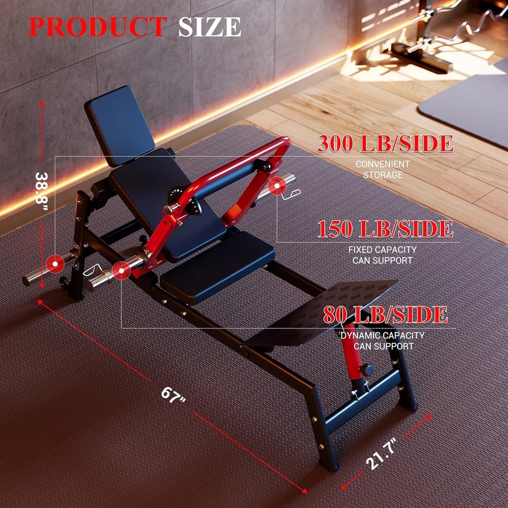 900LBS Capacity Hip Thrust Machine - Plate Loaded Glute Bridge