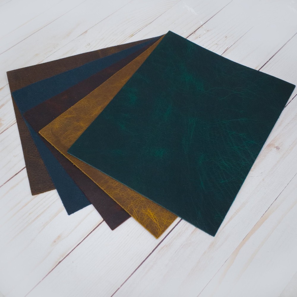 Bison Leather Sheets Pull Up Solid Colors Precut Pieces