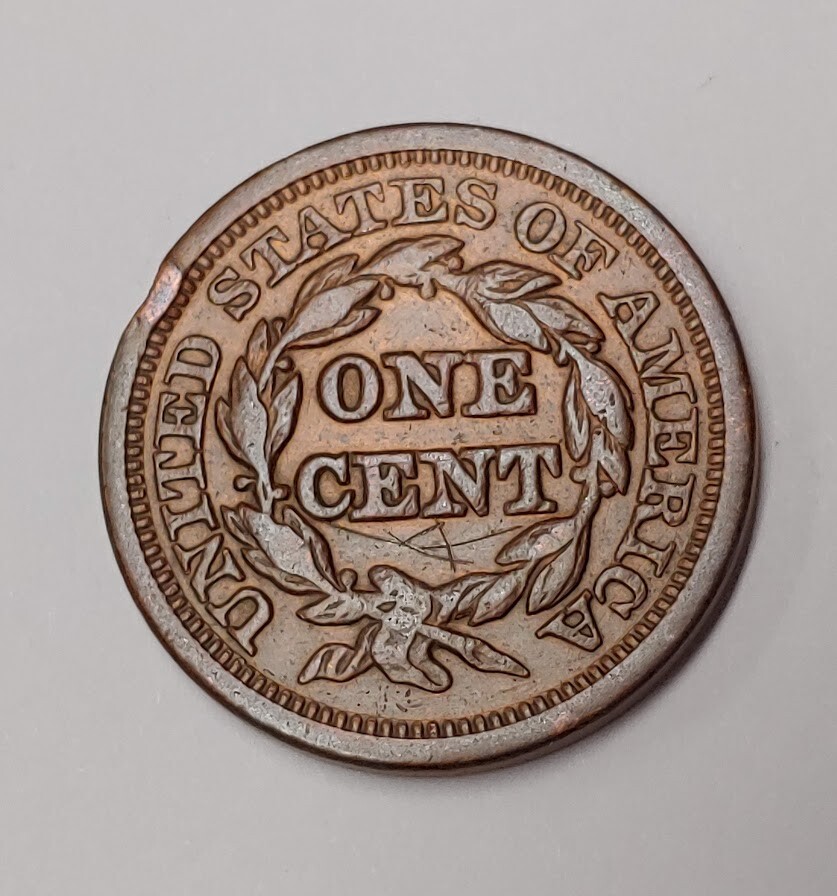 1847 Coronet Large Cent, VF+ Details - C8594