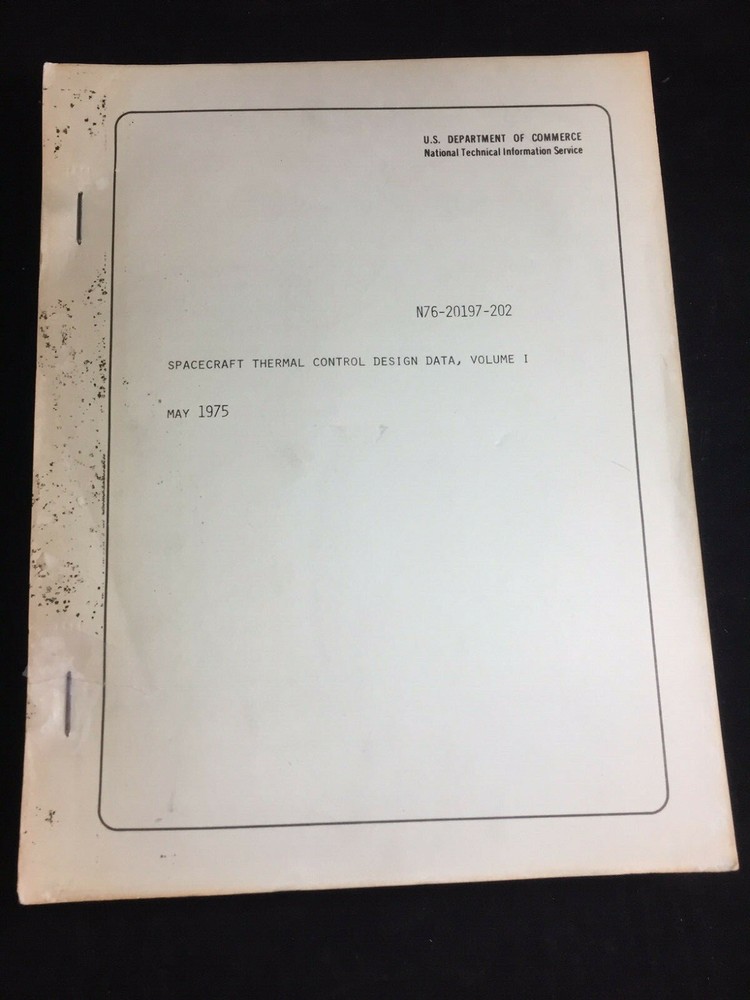 1975 SPACECRAFT THERMAL CONTROL DATA, VOLUME 1, US NATNL TECHNICAL INFO SERVICE