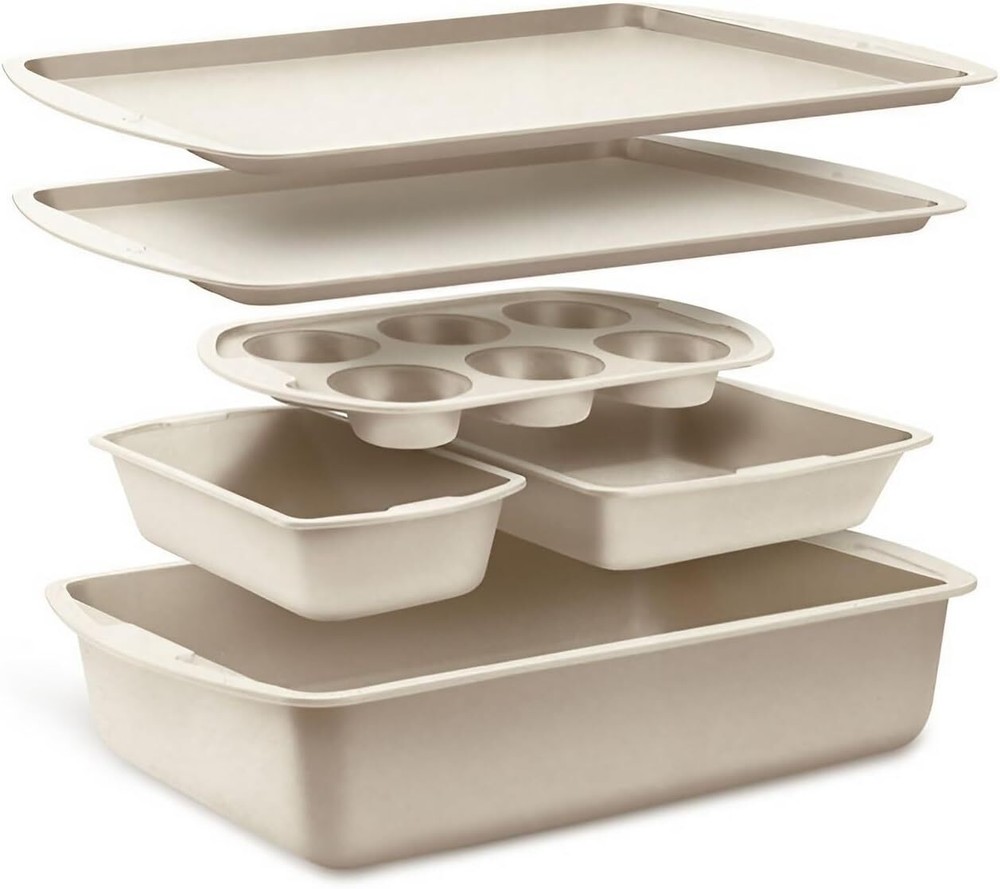 Baking Pan Set - 6 Piece - Stackable, Deluxe, Non-Stick Baking Pan