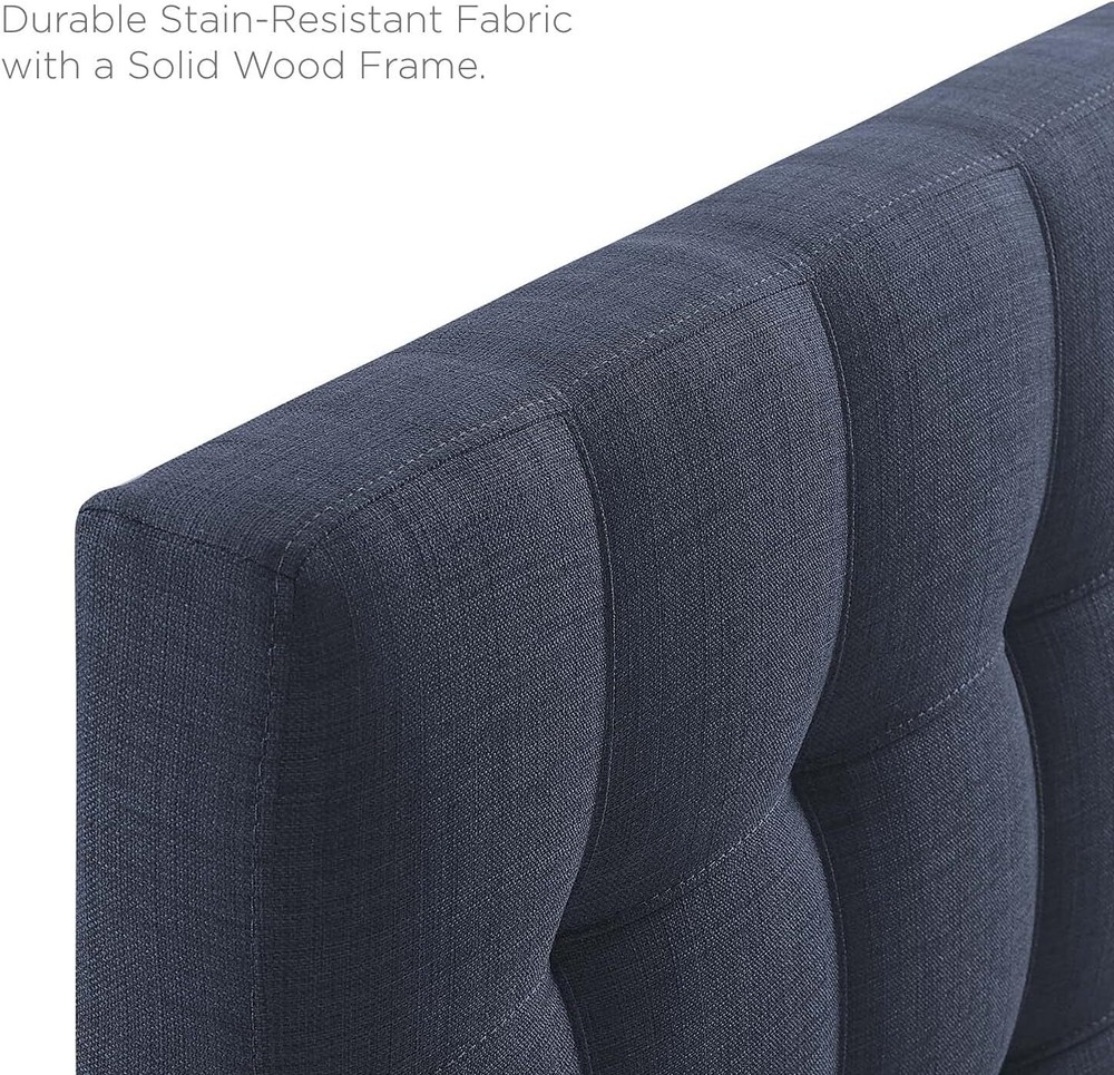 Modway Emily King Upholstered Polyester Fabric Headboard in Navy