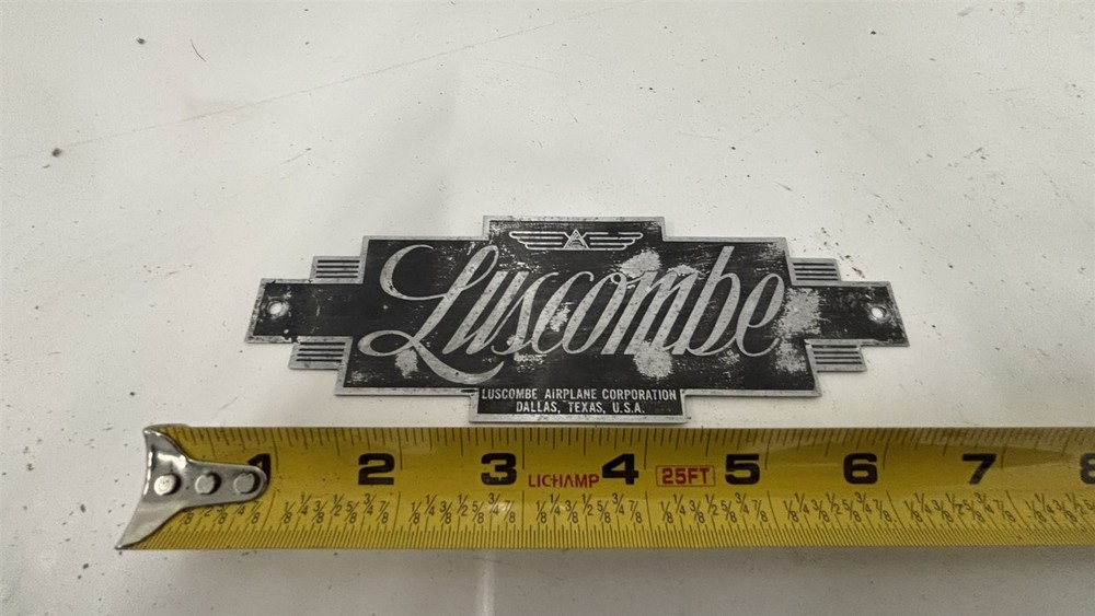 Luscombe Model 8 Rudder Emblem Placard