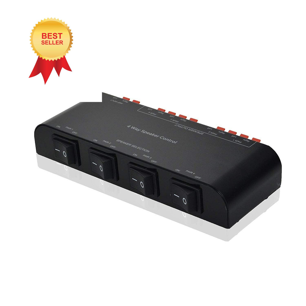 A ADWITS 4-Channel Speaker Switcher Selector Box with 4-ZONE SPEAKER SWITCH