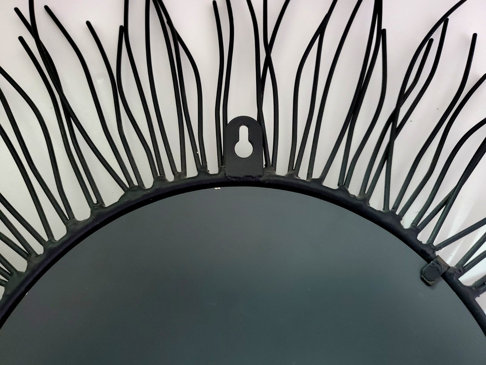 Sunburst Mirror Metallic Black Wall Decor Accent 19" Diameter Mirror 8" Diameter