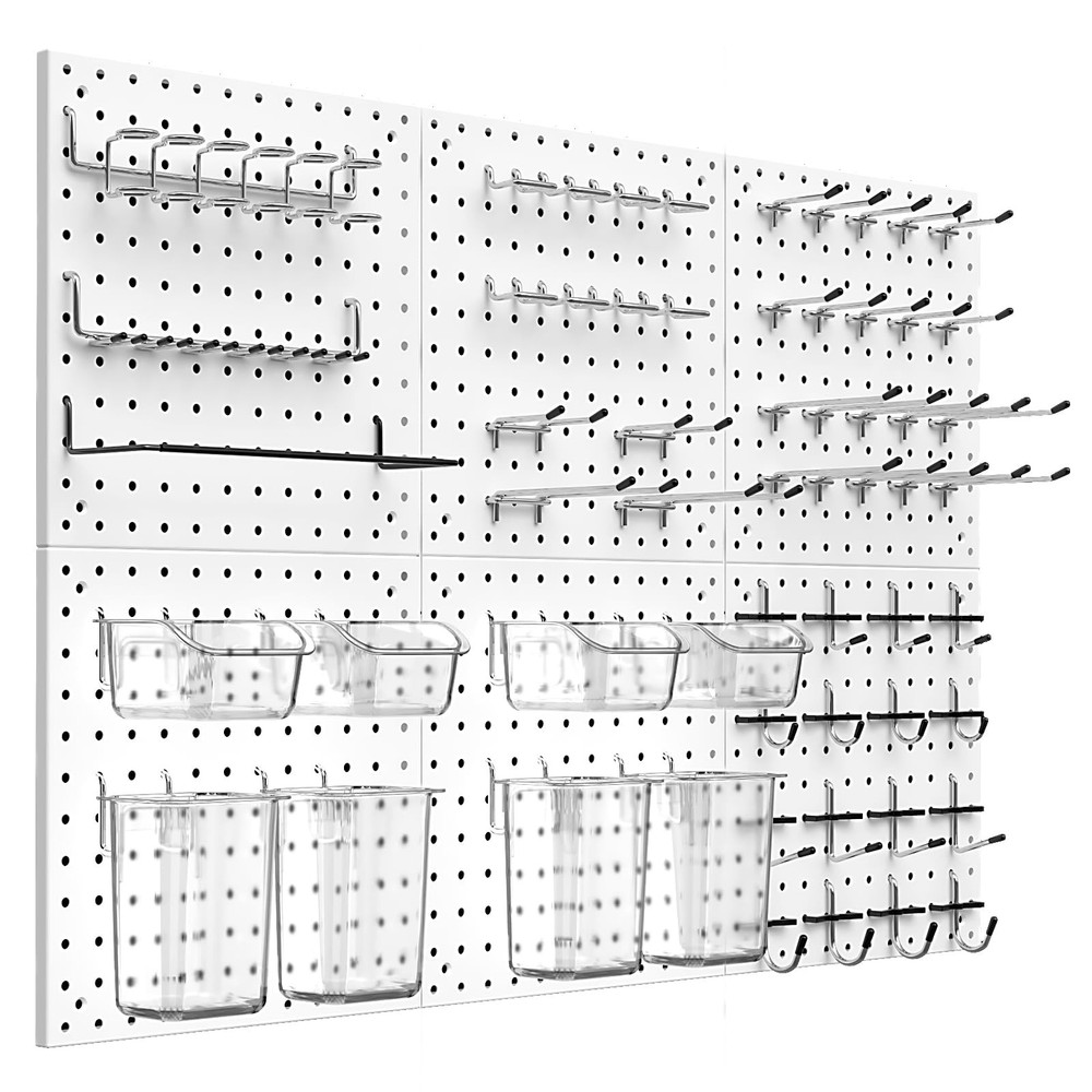 Peg Board Kit Accessory Hook Bin Wall Organizer Office Craft Display 129 White