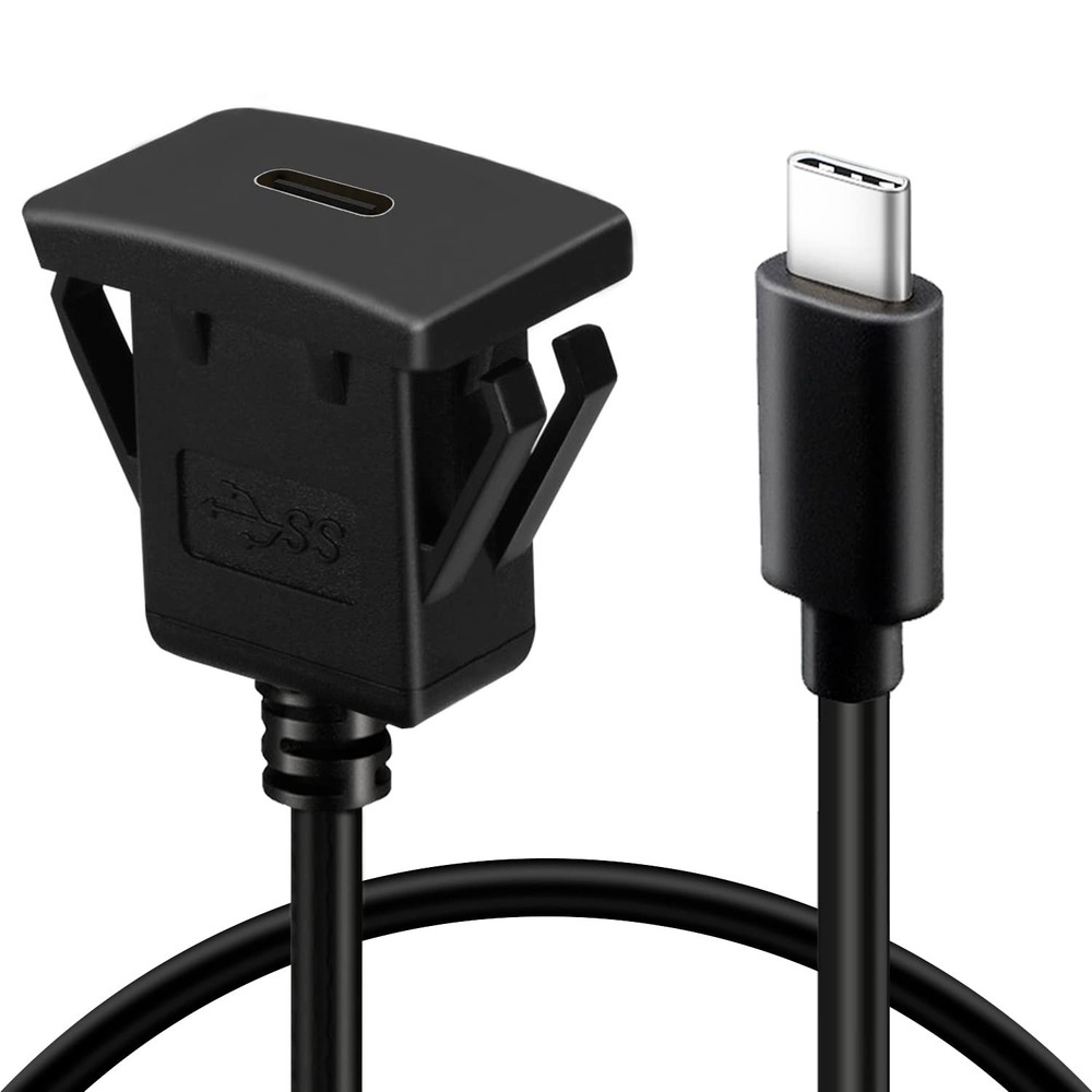 BATIGE Square Type C 3.1 Car Flush Mount Cable USB C Panel 3ft, Black