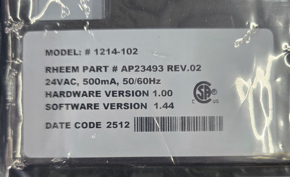Rheem SP21277 Service Kit Ignition Control AP23493 Model 1214-102