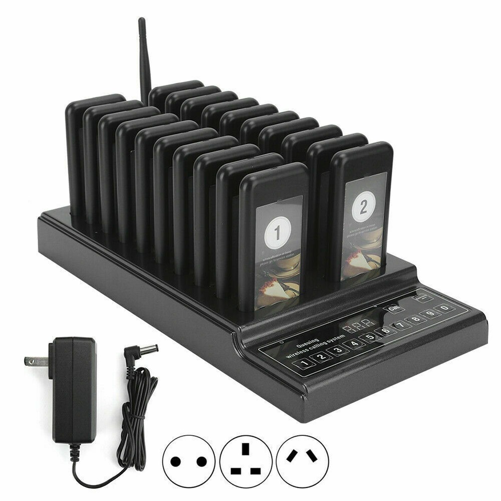 Restaurant Coaster Guest Call Wireless Paging Queuing Calling System 20 Pagers