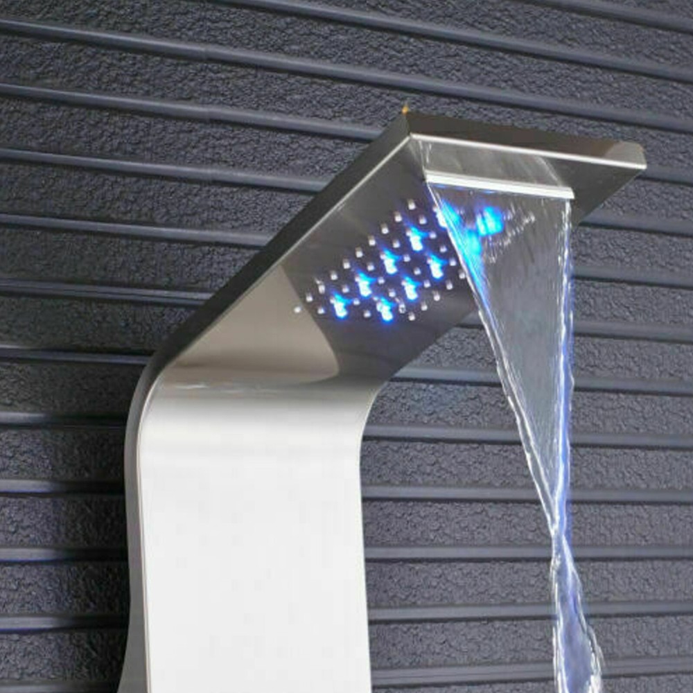 Stainless Steel LED Shower Panel Tower System Rainfall Waterfall Shower Head