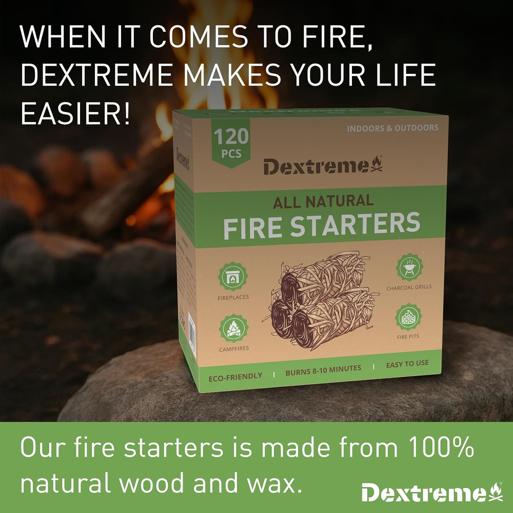 Fire Starter 120 PCS Natural Fire Starters for Campfire, Charcoal Starter, Firep