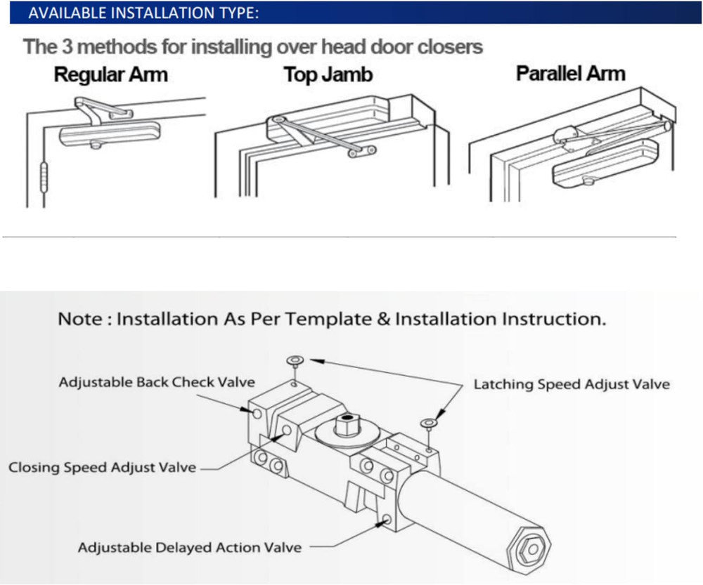 4041 Heavy Duty Automatic Door Closer - Adjustable for Doors (40-330Lbs)