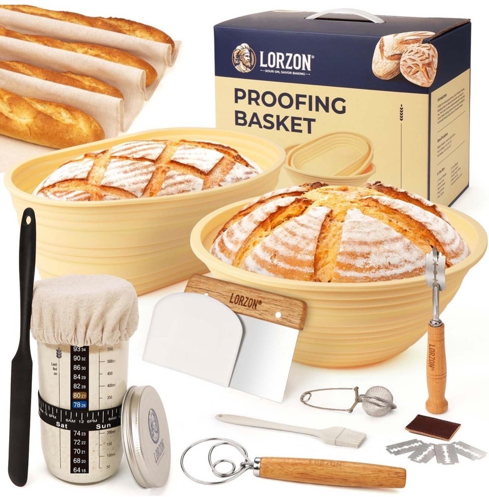 Sourdough Starter Kit Bread Proofing Basket Banneton Baking Tools Set