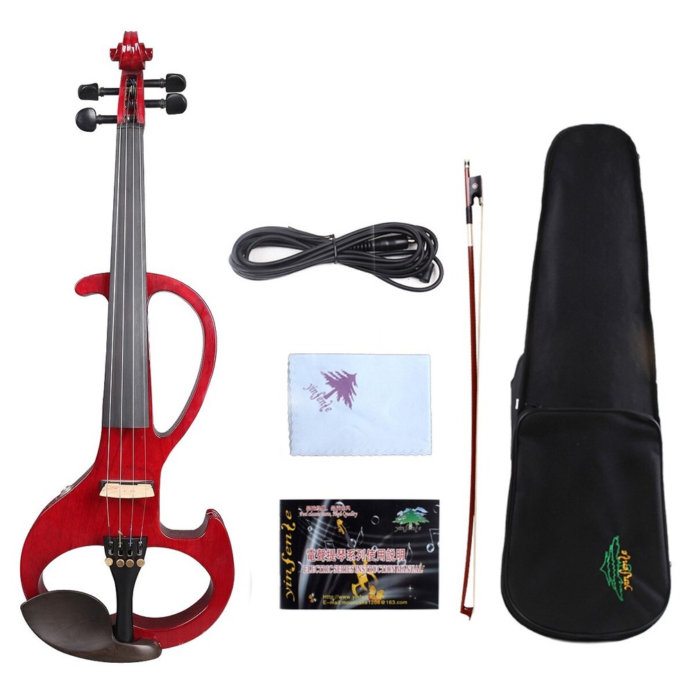 Advanced 4 String Electric Violin Kit 4/4 Size Solid Wood with Bow and Case
