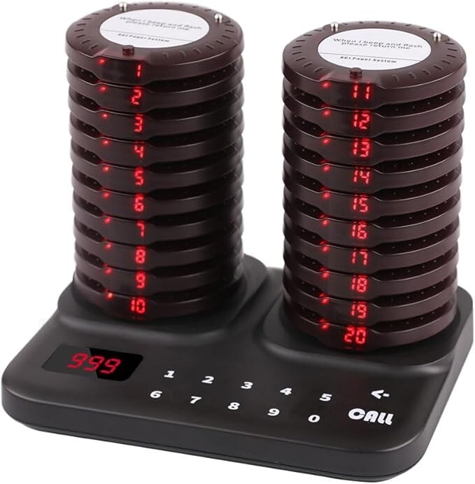 Restaurant Pager System Wireless 20 Coaster Beeper Buzzer System Customer Pagers