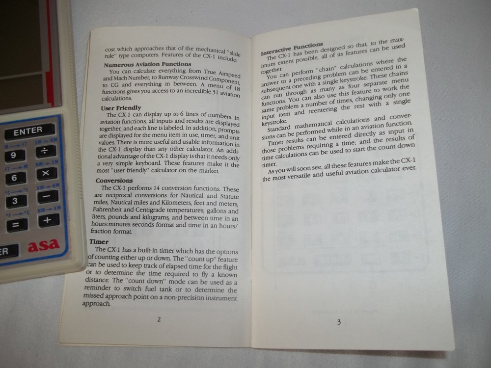 Working ASA Pathfinder CX-1 Flight Computer with Instruction Manual Booklet