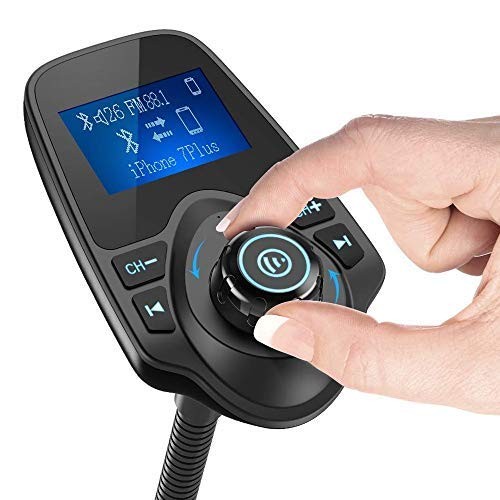 Nulaxy Bluetooth Car FM Transmitter Audio Adapter Receiver Small, Black Matte