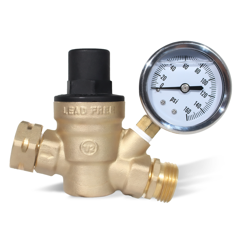 KingRVer Water Pressure Regulator Valve 3/4'' Thread Brass Lead-free Reducing
