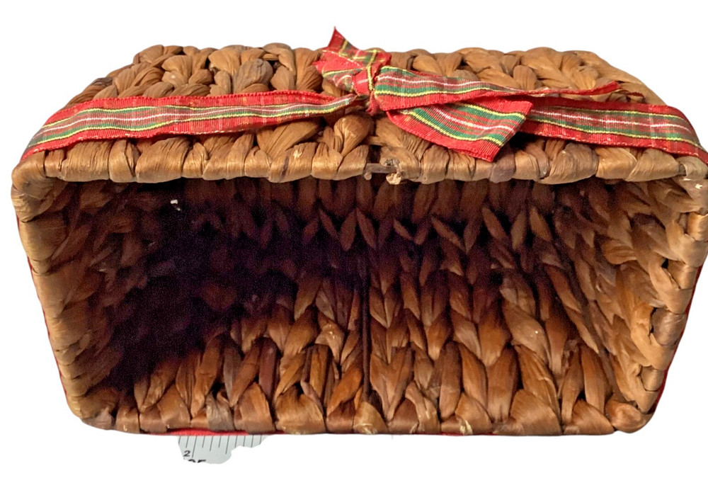Wicker Basket with Bow, Rectangle Brown
