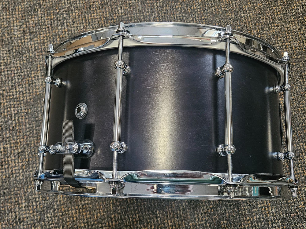 SJC 2023 Custom Maple 7x14 Black Lacquer with Chrome Hardware