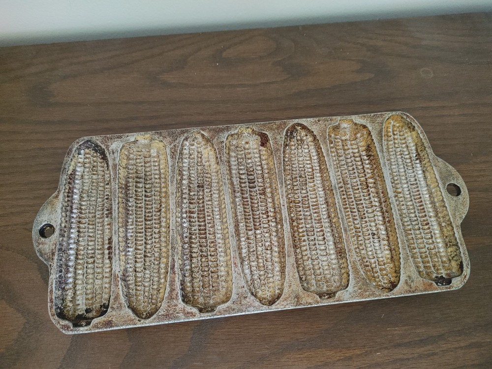VTG Cast Aluminum 7 Ear Cornbread Stick Pan Bowlin Ft Worth