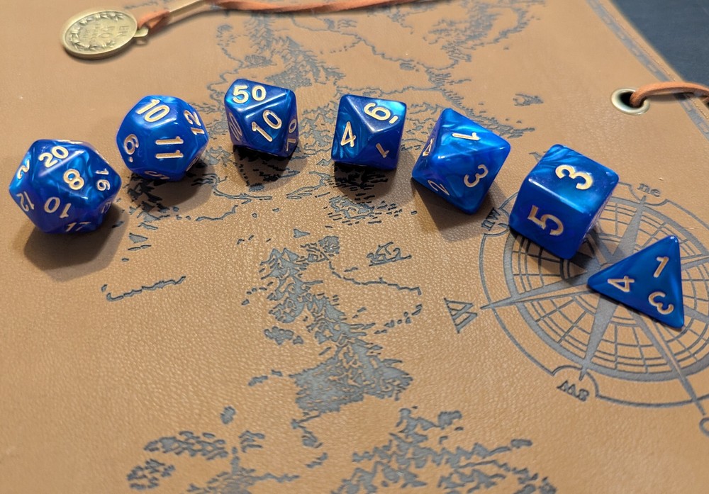 ✨Stormwake Blue✨ 7 Dice Set Poly RPG DnD Dungeons Dragons AD&D Pathfinder d20