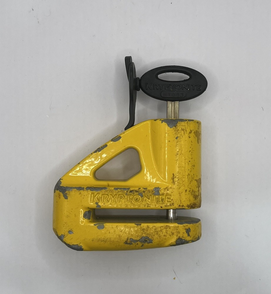 Kryptonite Motorcycle Disc Brake Lock Yellow With Key And Case