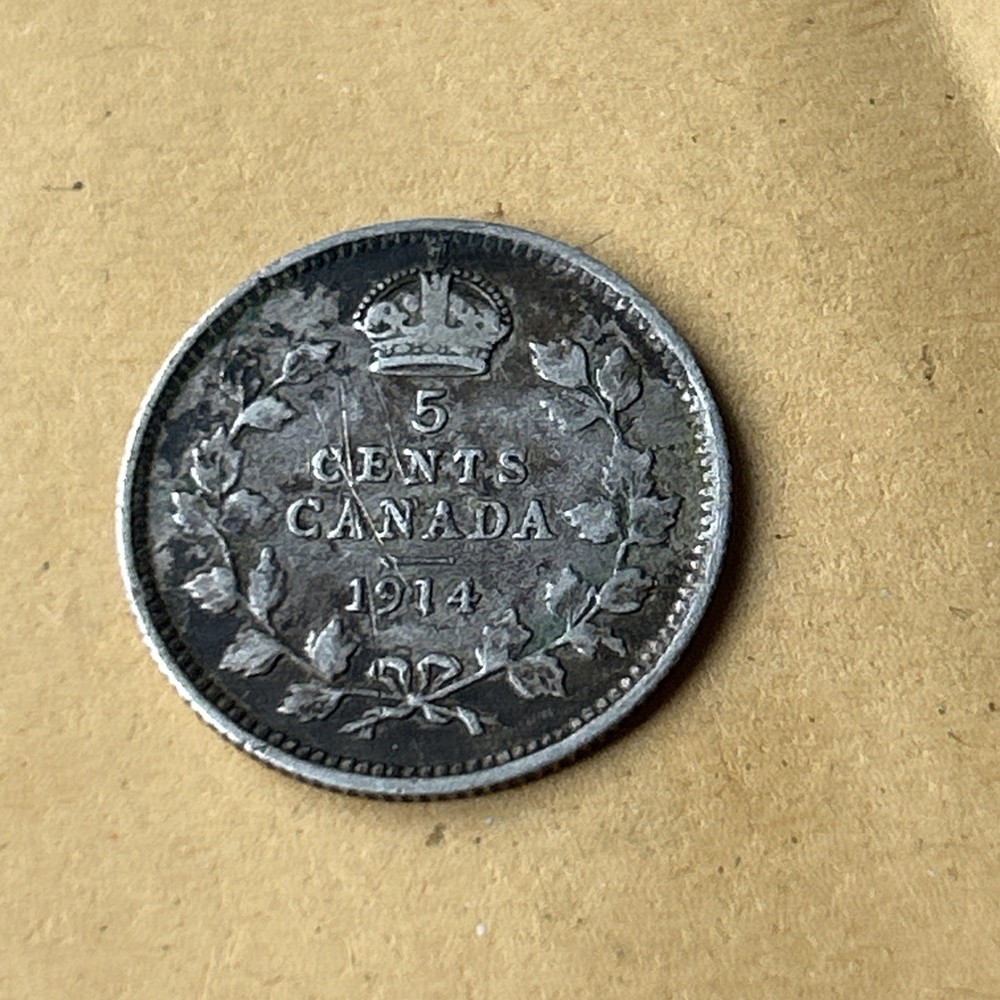 1914 Canada Silver 5 Cents .925
