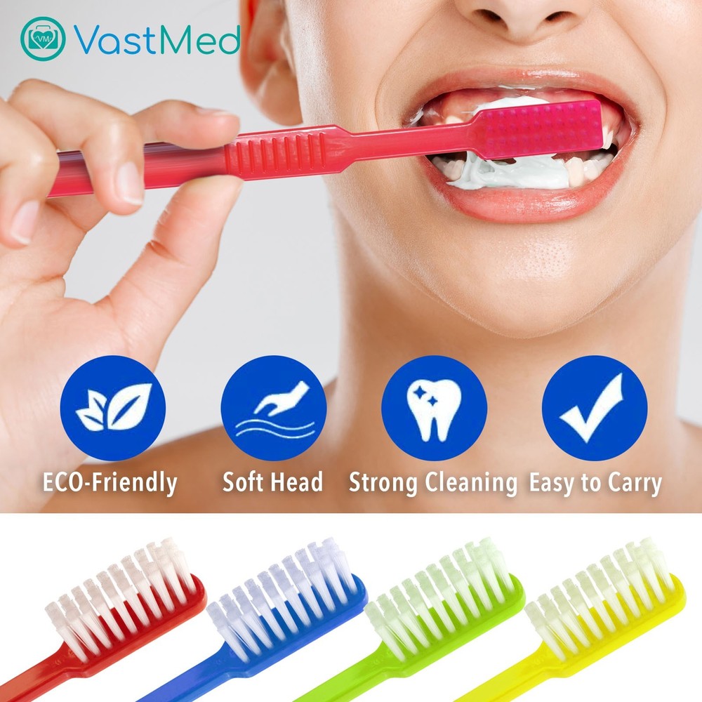 Disposable Pre-Pasted Toothbrushes by Vastmed Individually Wrapped