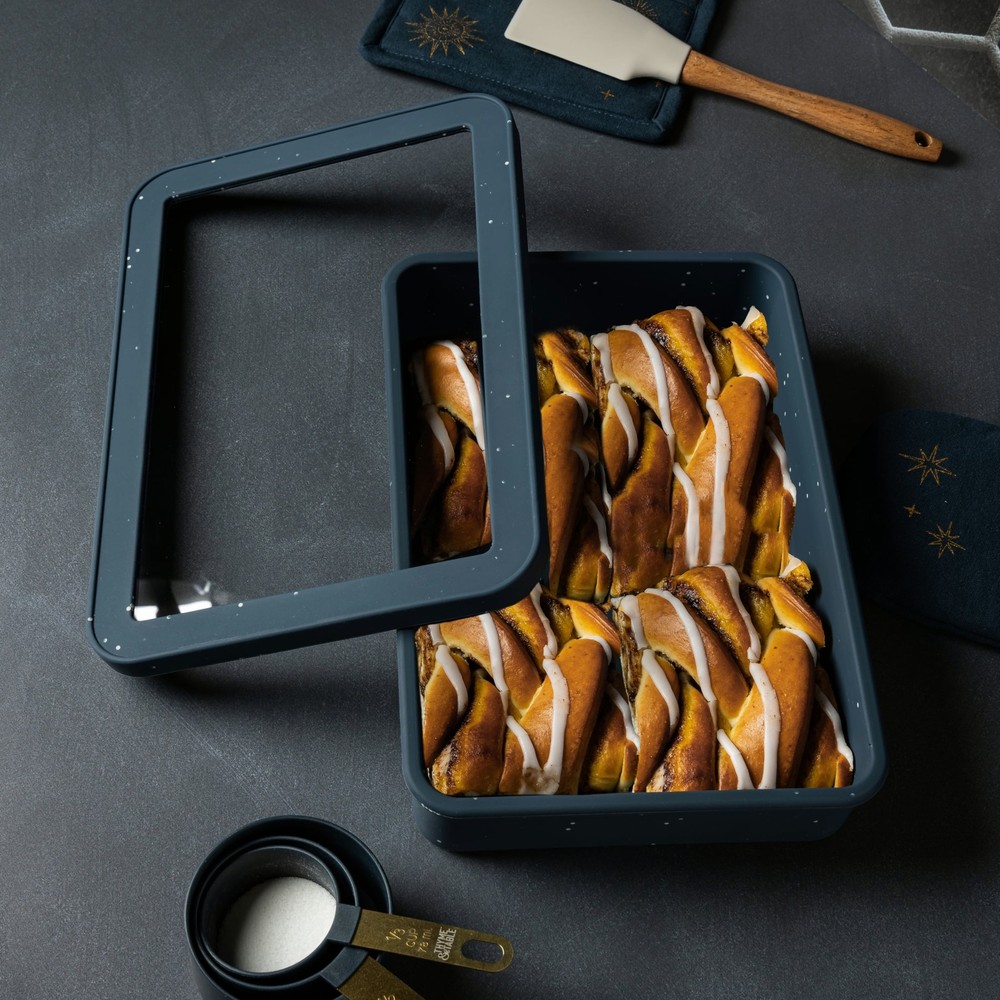 Thyme & Table 9" x 13" Silicone Baking Dish & Lid Set - Atlantic Blue