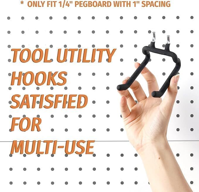 Pegboard Drill Holder, Peg Board Tool Utility Hooks, 8 Pack Heavy Duty Pegboard