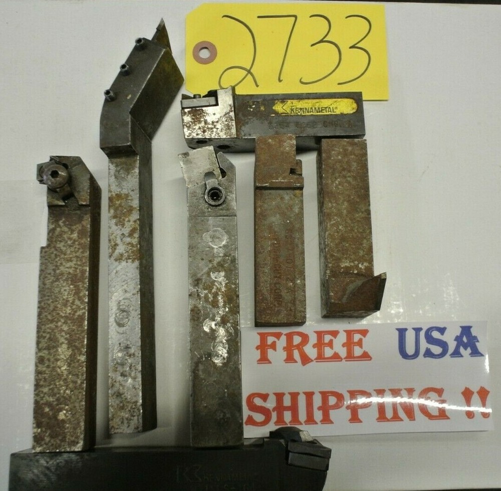 7 pcs 1" Square Carbide Inserted 2) Kennametal Toolholders Machine Shop Tools