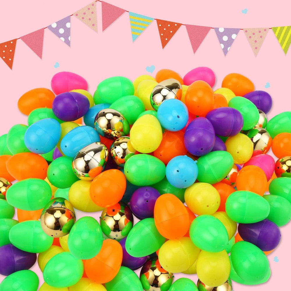 300 Pcs Easter Eggs,2.35" Assorted Bright Colors Plastic Easter Eggs for East...