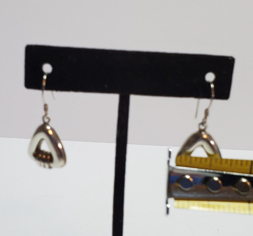Vtg Mark Wasserman Samara MWS Sterling Silver Triangular Drop Earrings Signed