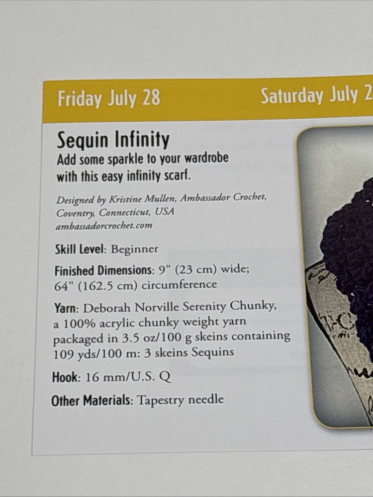 Sequin Infinity Scarf Crochet Pattern Card Page