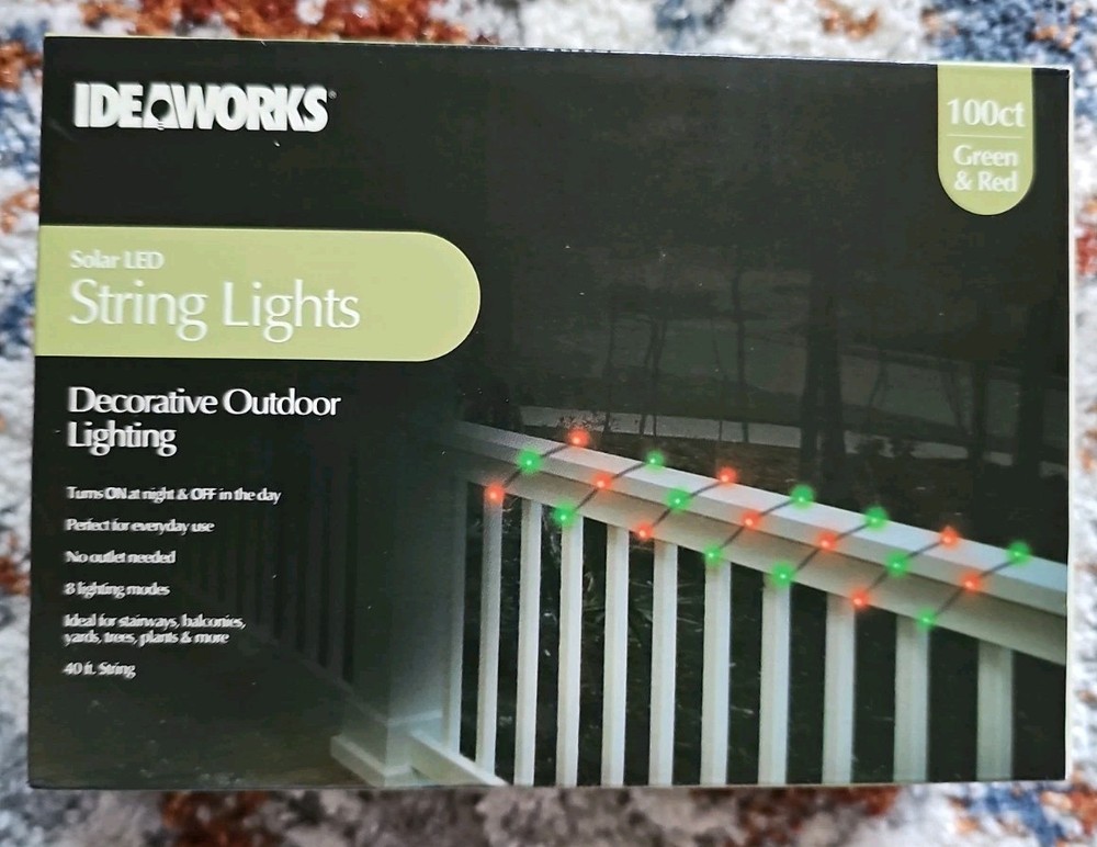 IDEAWORKS Solar LED String Lights 100 lights (Green & Red)