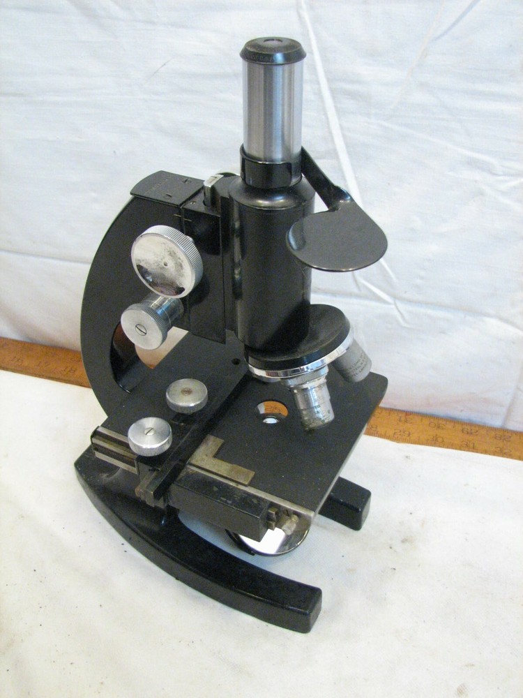 Vintage Bausch & Lomb Optical Microscope 43X Objective Compound Stage