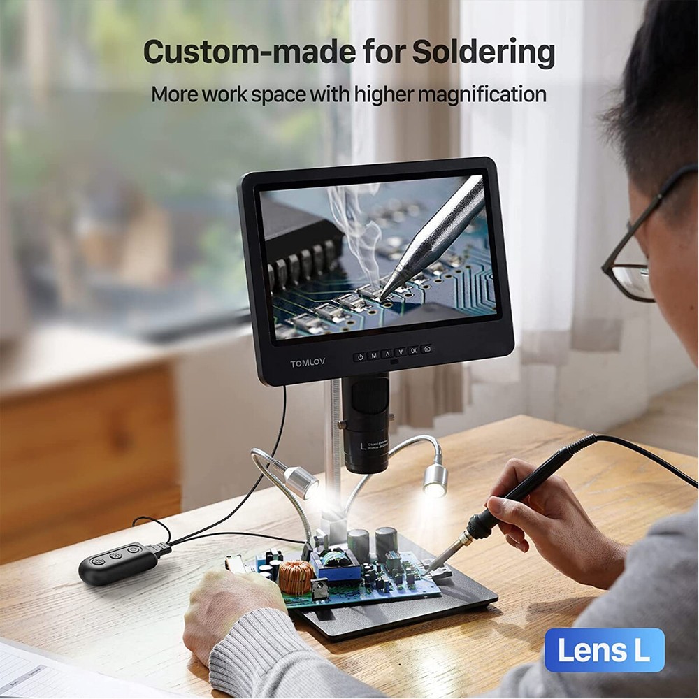 TOMLOV Digital Microscope 10" 2000X Coin Microscope 144 LED Illumination HDMI