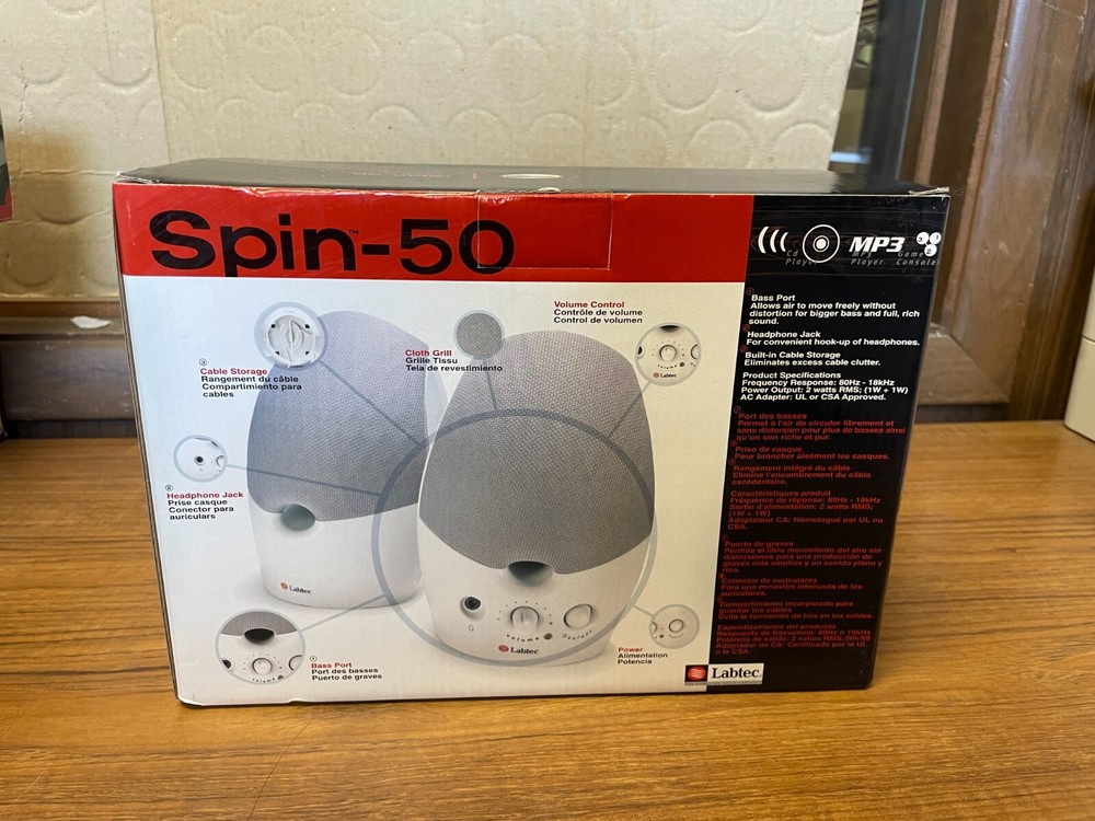 LABTEC SPIN-50 DESKTOP Multipurpose Stereo SPEAKERS COMPUTER GAMING *
