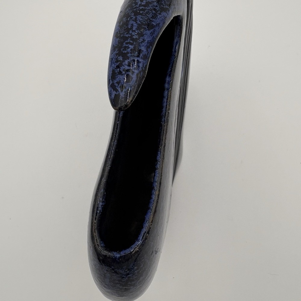 Vintage Ceramic Case Studio Dark Blue Glaze Abstract Shape