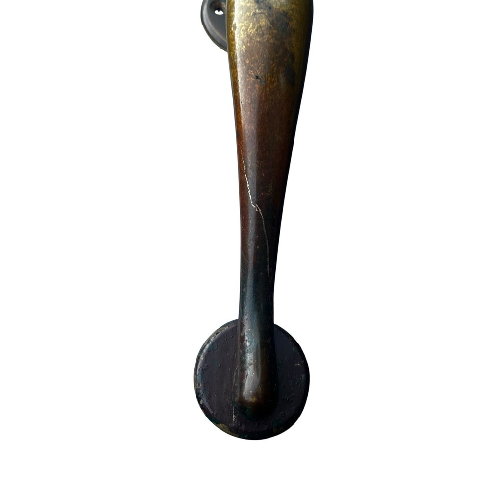 Vintage Large Solid Brass Door Handle Great Patina