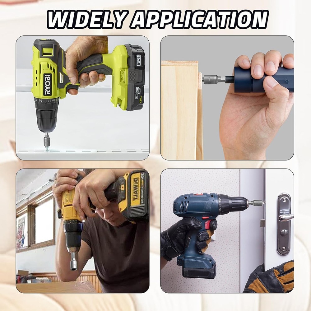 2 Pcs Hex Nut Driver Bits 10mm, 1/4" Hex Shank Quick-Change Power Nut Driver for